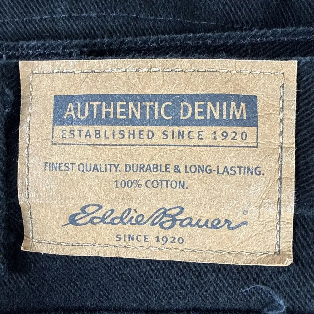 Eddie Bauer Jeans Mens 42 X 32 Black Denim  Straight Leg Relaxed Fit 100% Cotton